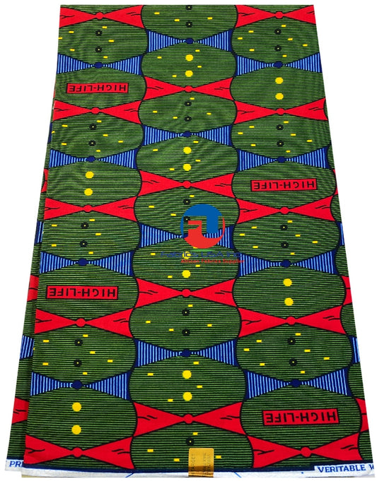 Hi-Target Guaranteed Wax Print- High-Life- Green, Yellow, Blue, White, Red, Black