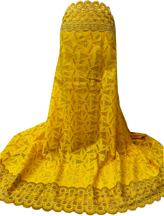 Swiss Voile Lace- Bright Yellow and Gold