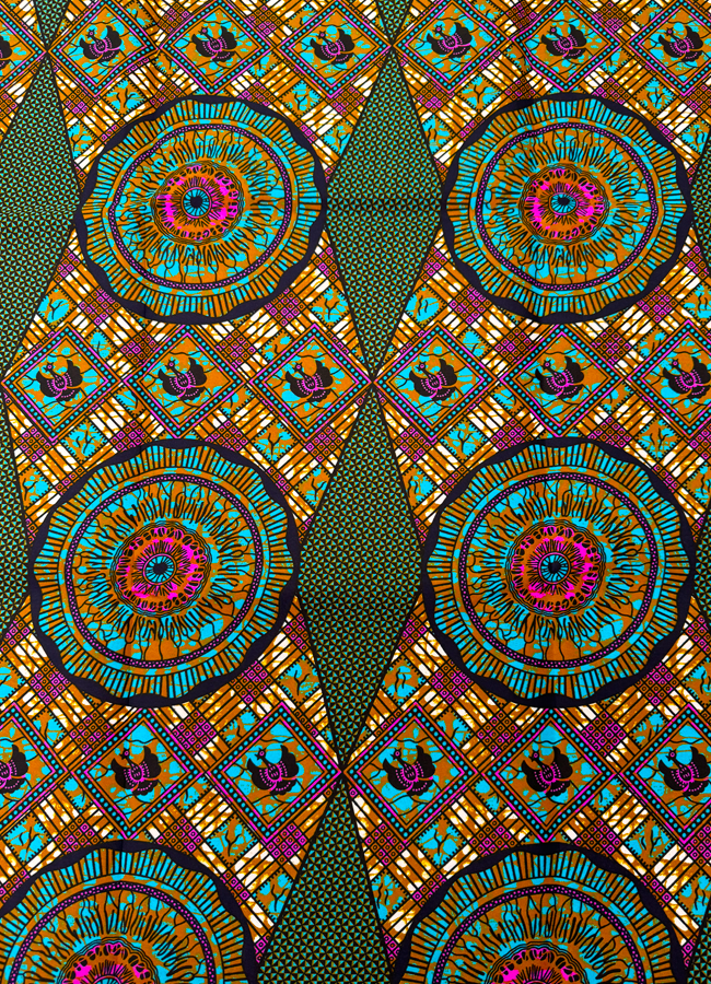 High Quality African Wax Print- Pink, Turquoise, Dark-Blue, Brown, Ivory-Cream, Black