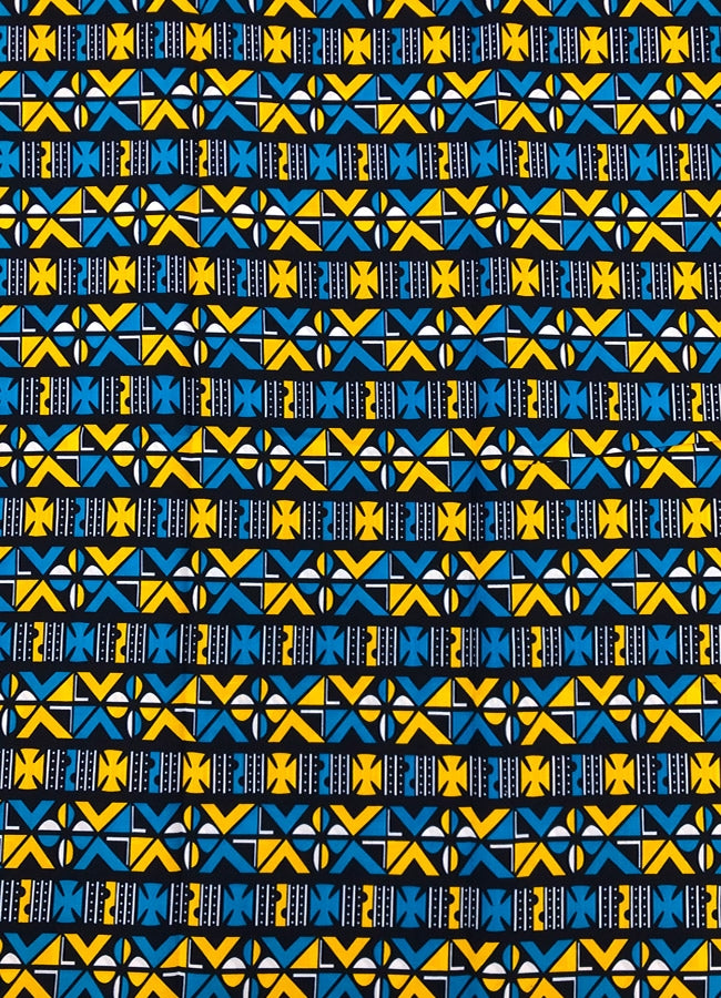 Samakaka Ankara Wax Print- Blue and Yellow