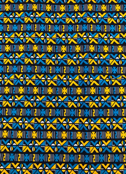 Samakaka Ankara Wax Print- Blue and Yellow