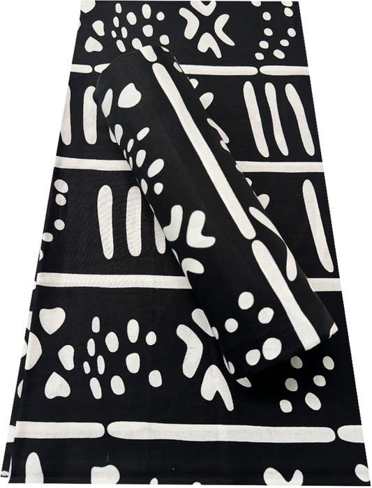 Authentic  Traditional Wrapper Print- Black and White