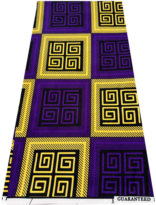 Exclusive Design African Wax Print-Purple, Black and Ivory Cream