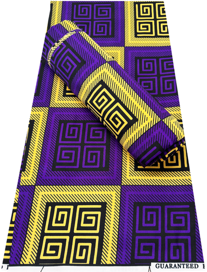 Exclusive Design African Wax Print-Purple, Black and Ivory Cream