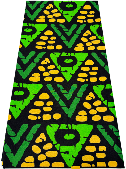 Polyester African Wax Prints Fabrics-Black, Lime-green, Ivory-yellow , Army Green