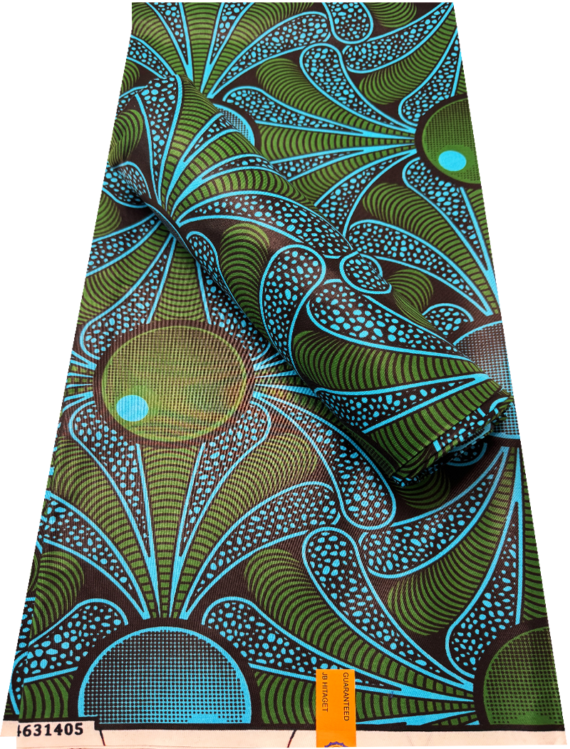 Cotton Blend High Quality Exclusive Design African Wax -Polished/Shiny-Sky-Blue, Forest-Green, Black