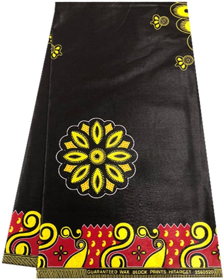 African  Wax Print Polished - Mahogany, Yellow and Red