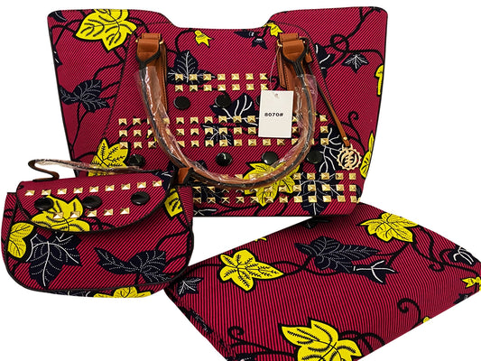 African Print Fabric & Bags; Red-Pink,Blue,White,Yellow