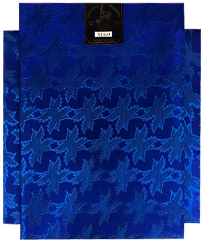 African Head Tie; Royal Blue, Leaves Print Pattern