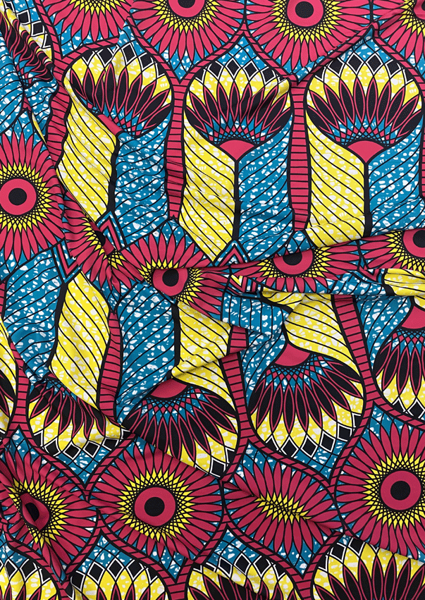 African Print Fabric  in Nylon Spandex 4 Way Stretch  Fabric - Multi-Color