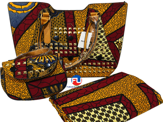 African Print Fabric & Bags : Yellow-gold ,Blue ,Black ,Cream