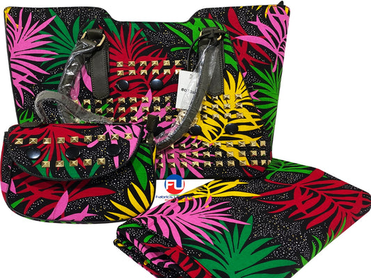 African Print Fabric & Bags :Yellow ,Green, Pink, Black, Red, Brown