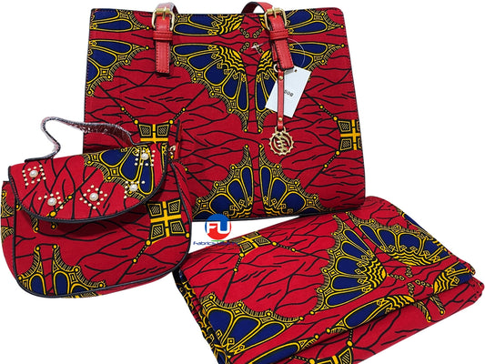 African Print Fabric & Bags; Umbrella- Red, Blue, Black, Yellow