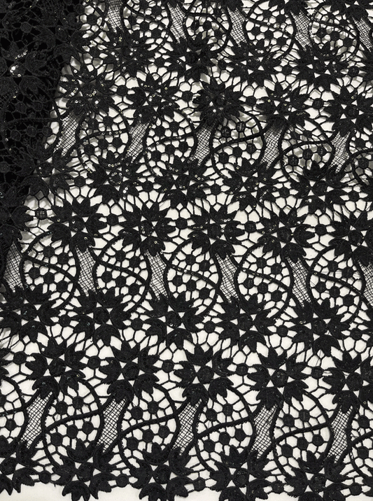 Exotic Guipure Lace/Corded Lace  Black