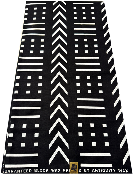 Mudcloth Design in African Wax Print - Black and White