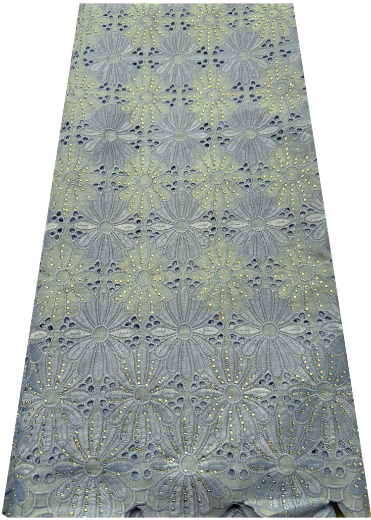 Swiss voile Lace-soft hand feel with stone- Light-Blue