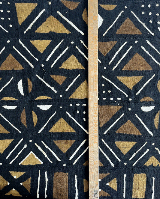 Made in MALI Original Authentic Mud Cloth-Gold, Black, Brown & White (BMC2307)