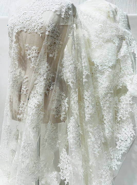 Ivory White- Corded Lace-C2