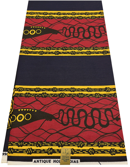 Antique Hollandais African Print-Red, Navy & Gold