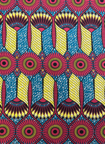 African Print Fabric  in Nylon Spandex 4 Way Stretch  Fabric - Multi-Color