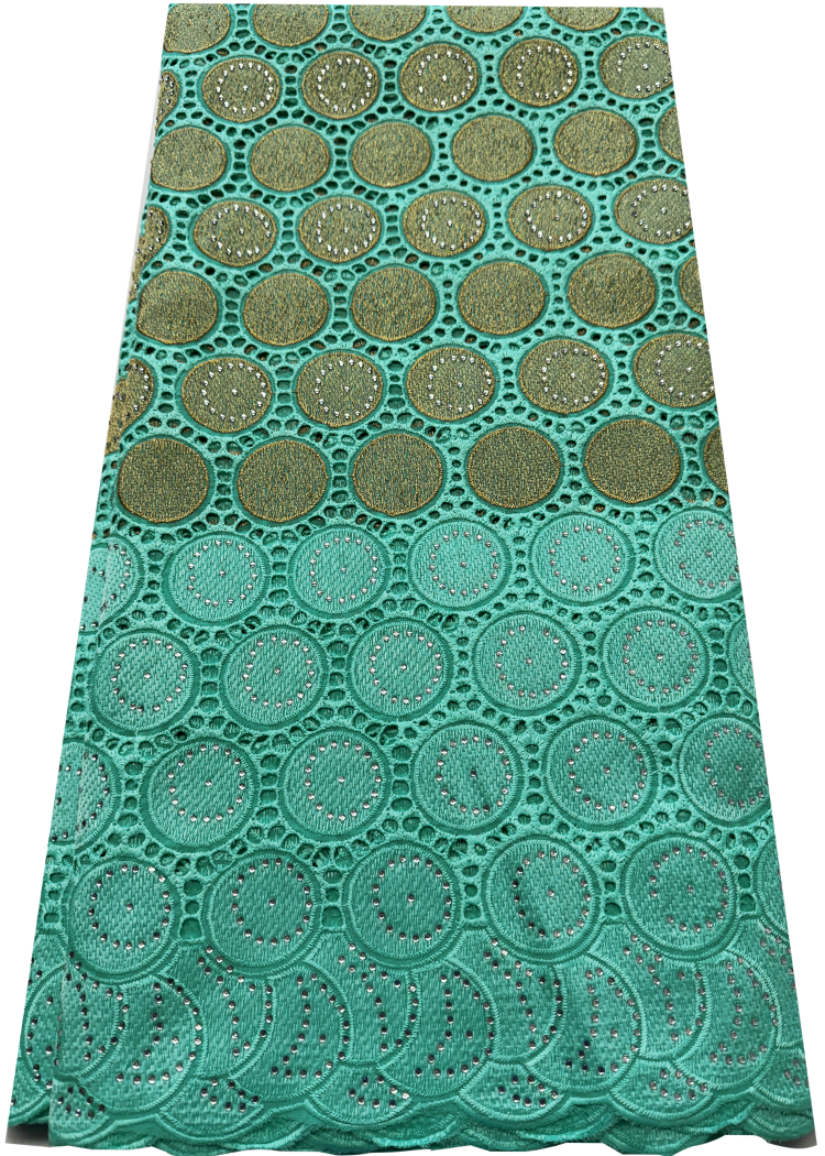 Mint-Green and Gold with tiny Stone Guipure Cord Lace