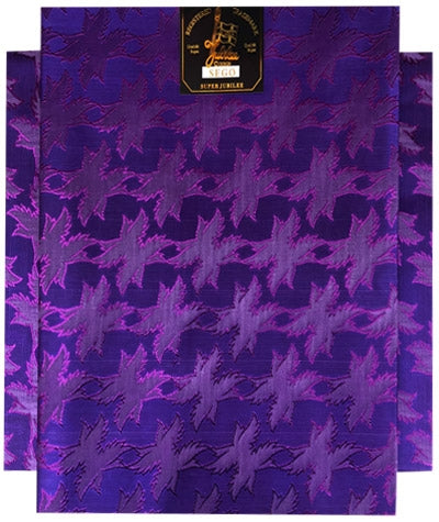 African Head Wrap; Purple, Leaves Print