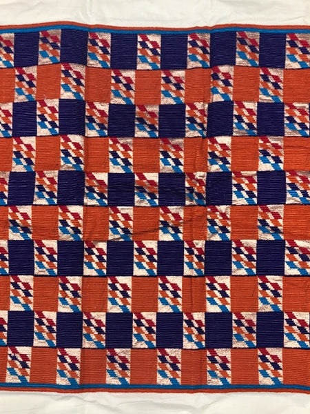 Meba Wo Abrokyere-Kente; White, Orange, Sky Blue, Purple