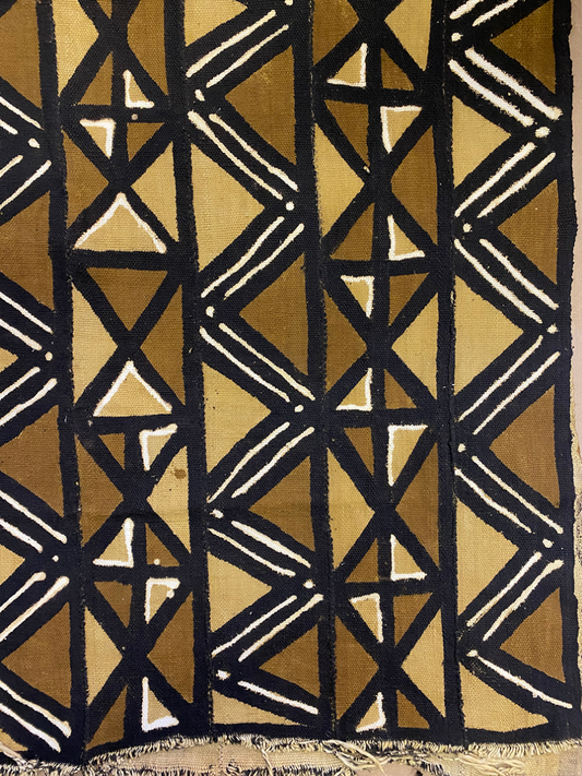 Mali Mud Cloth - White, Black, Chocolate-Brown, Light-Gold- Made In Mali