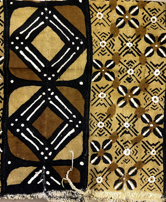 African Authentic Mud Cloth Fabric-Chocolate Brown Black White Light Gold-MO2315