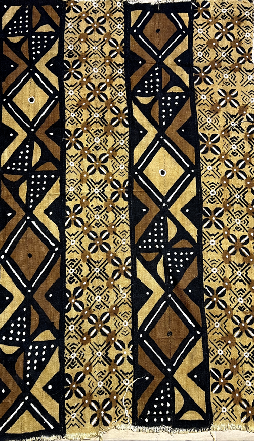 Original Mud Cloth Authentic Handmade From Mali- Light-Gold, Black, White, Brown-MO2319