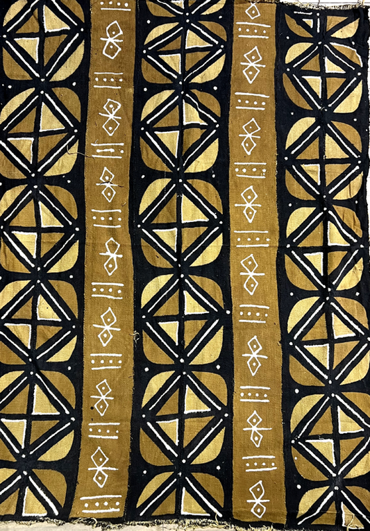 Traditional Mud Cloth from Mali -Gold, Black, Brown & White