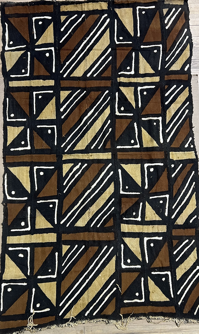 Mud Cloth Authentic Textile Handmade  - Light Gold, Dark-Brown & Off White