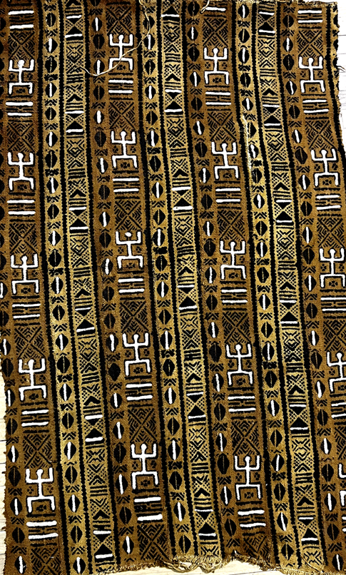 Original Mud Cloth from Mali - Brown Black Ivory White Light Gold