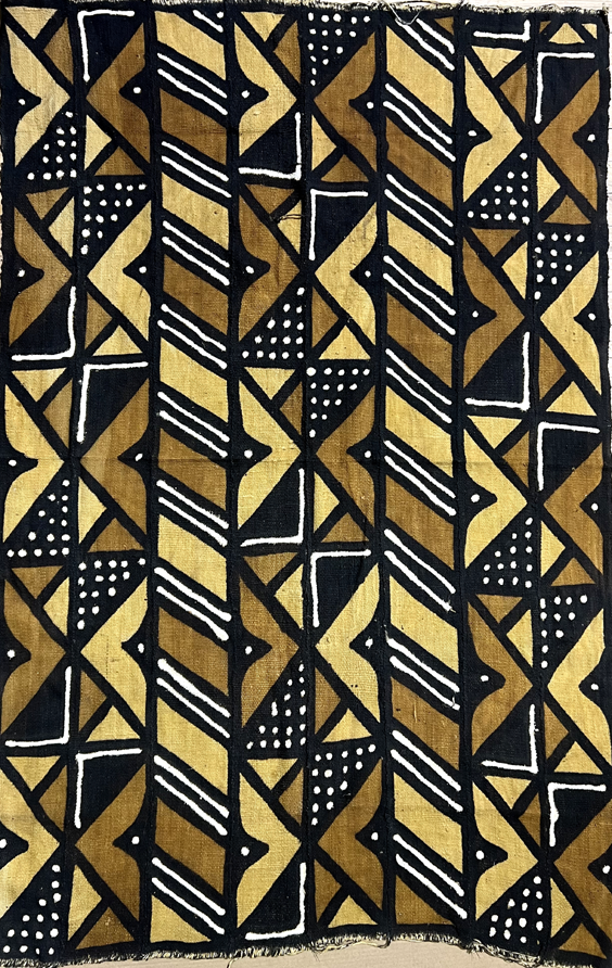 African Authentic Mud Cloth Fabric- Brown Black White Light Gold-MO2343