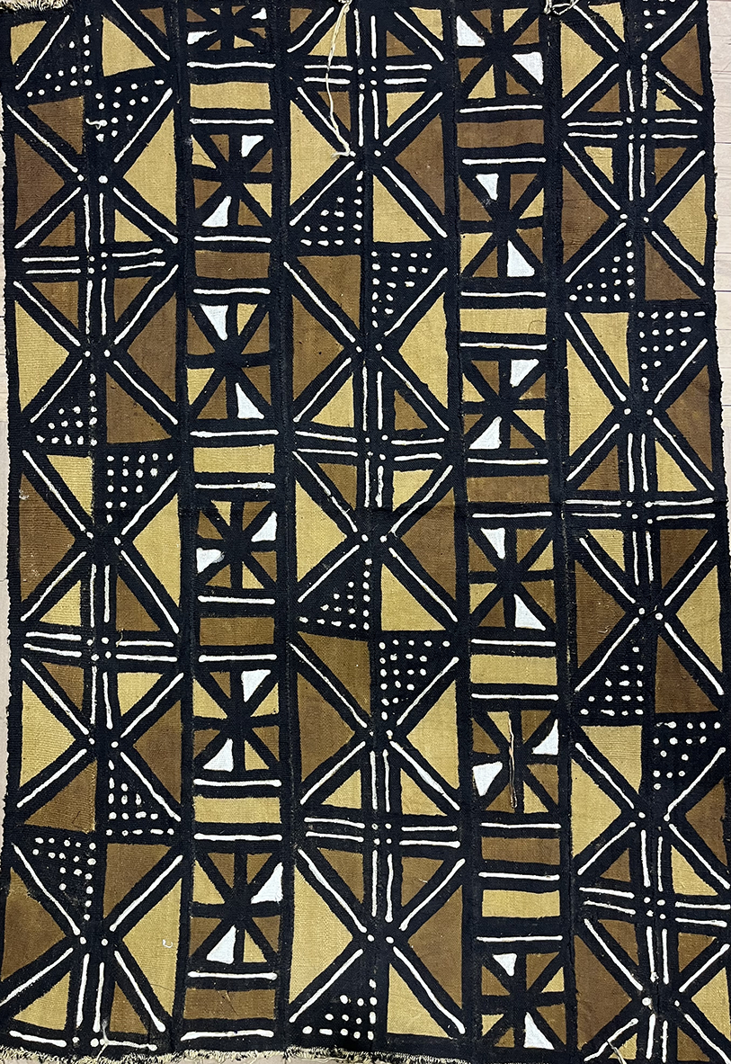 Handmade Mud Cloth- White, Black, Chocolate-Brown, Light-Gold- Made in Mali