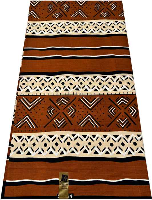 High Quality African Wax Print -Ivory-Cream  Brown Black and White