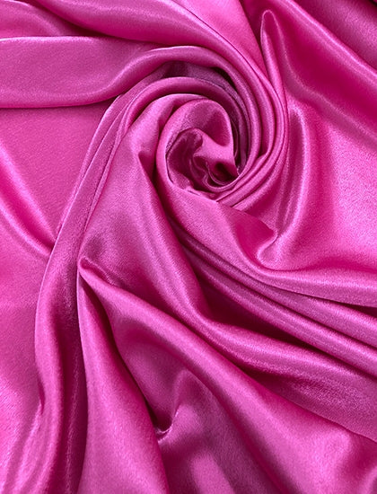 Fuchsia Pink Polyester Crape Satin