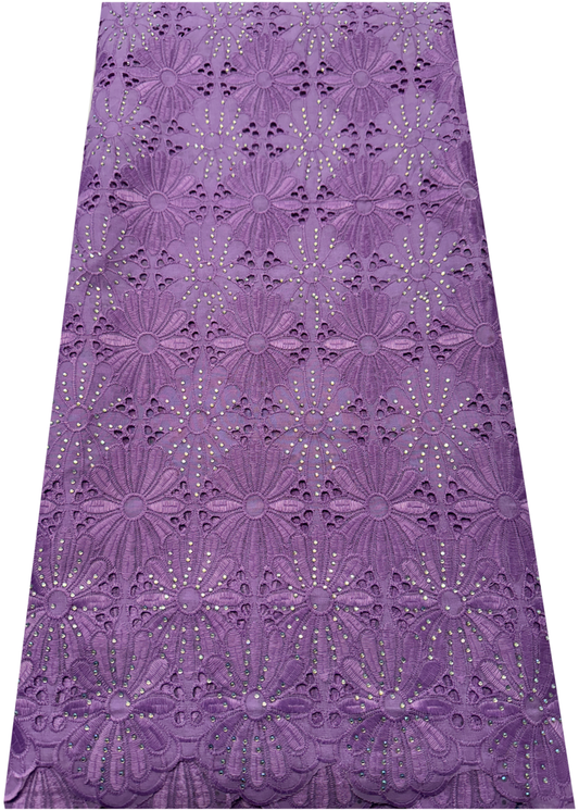 Lilac with Tiny Stone Swiss Voile Lace