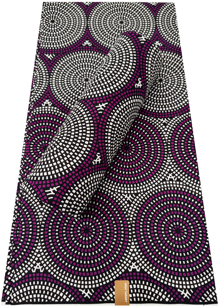 Polyester Veritable Ankara Wax Print-Purple, Dark-Brown, White, Black