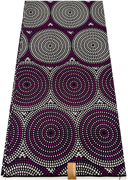 Polyester Veritable Ankara Wax Print-Purple, Dark-Brown, White, Black