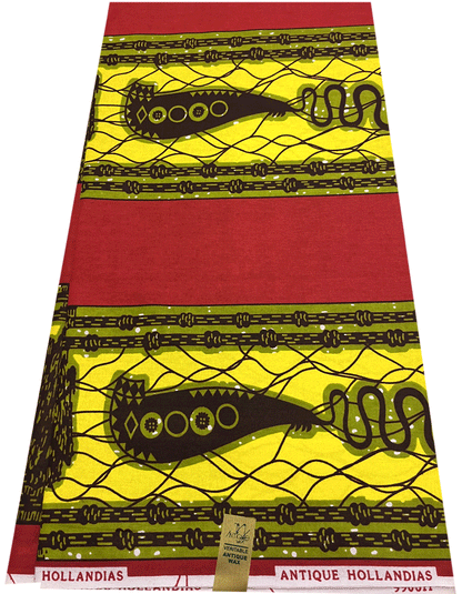 Antique African Print -Yellow, Red & Black