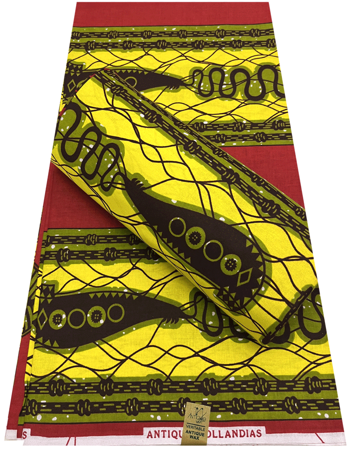 Antique African Print -Yellow, Red & Black