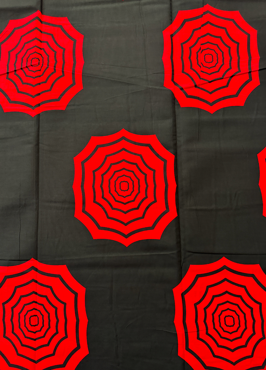 Veritable Hollandais Wax Print-Red and Black-Swirl Pattern