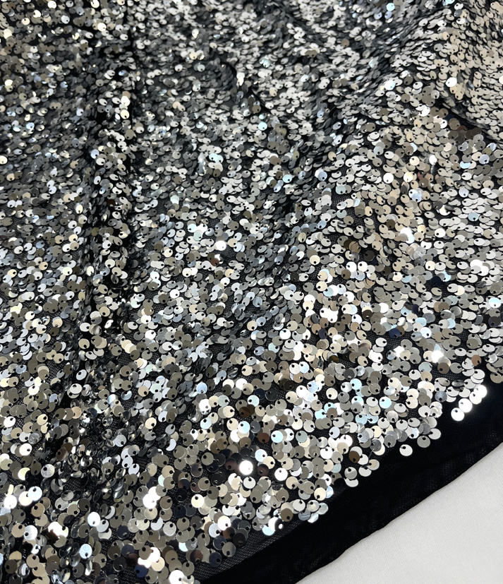 5mm Silver Stretch Sequin Fabric