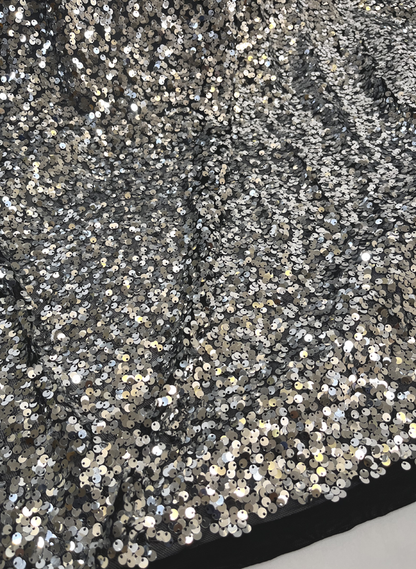 5mm Silver Stretch Sequin Fabric