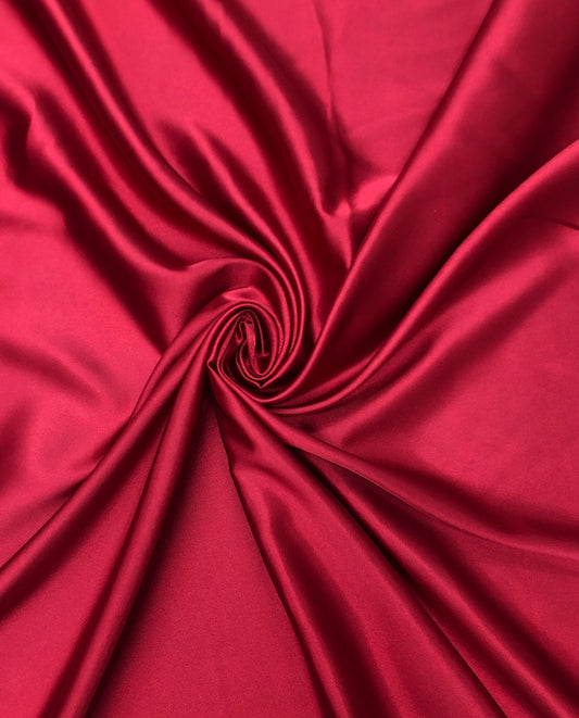 Red; Stretch Polyester Charmeuse Fabric