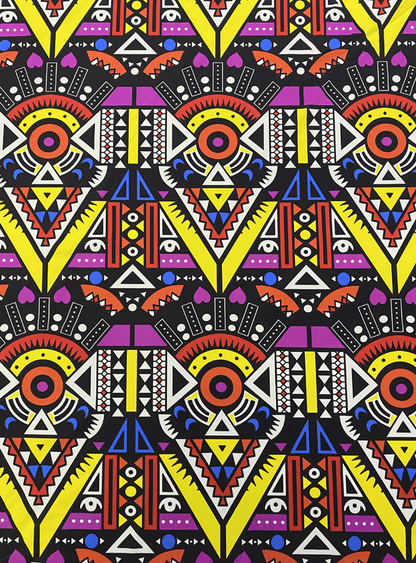 African Print Fabric  in Nylon Spandex 4 Way Stretch  Fabric - Multi-Color