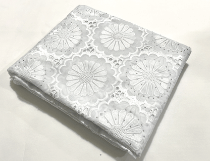 High Quality Swiss Voile Lace with tiny Stone- White