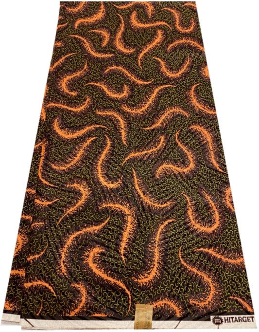 African Wax Print Polished- Peach, Mustard, Plum ,Brown