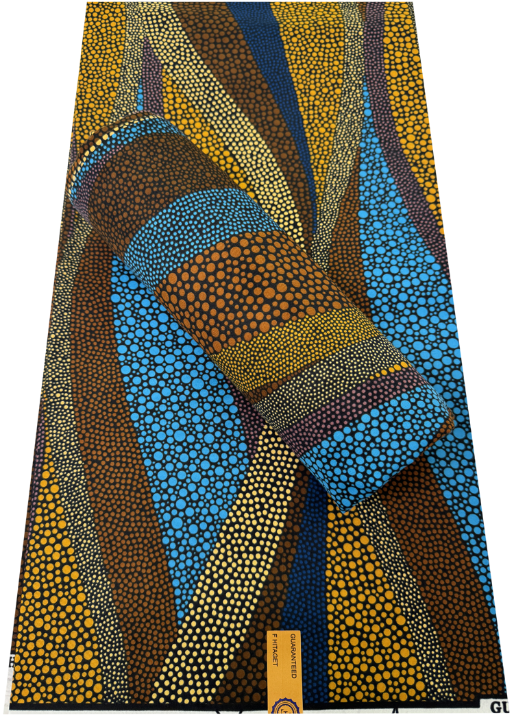 Polyester African Wax Prints Fabrics/Cotton Blend African Wax Print -Peach, Yellow, Brown, Sky-Blue, Black, Royal-Blue